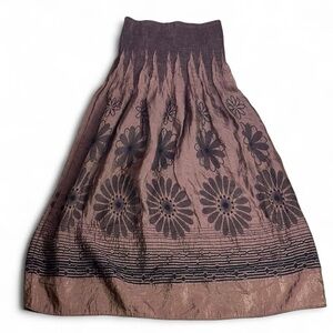 Floral Patterned Brown Skirt